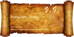 Venyige Irma névjegykártya
